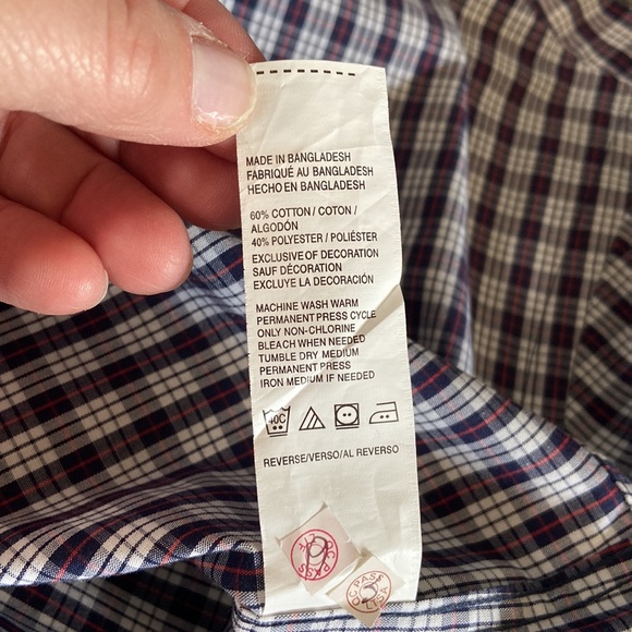 Arrow Mens Shirt Size L Blue Red White Checkered Summer Prep Short Sleeve - Picture 8 of 9